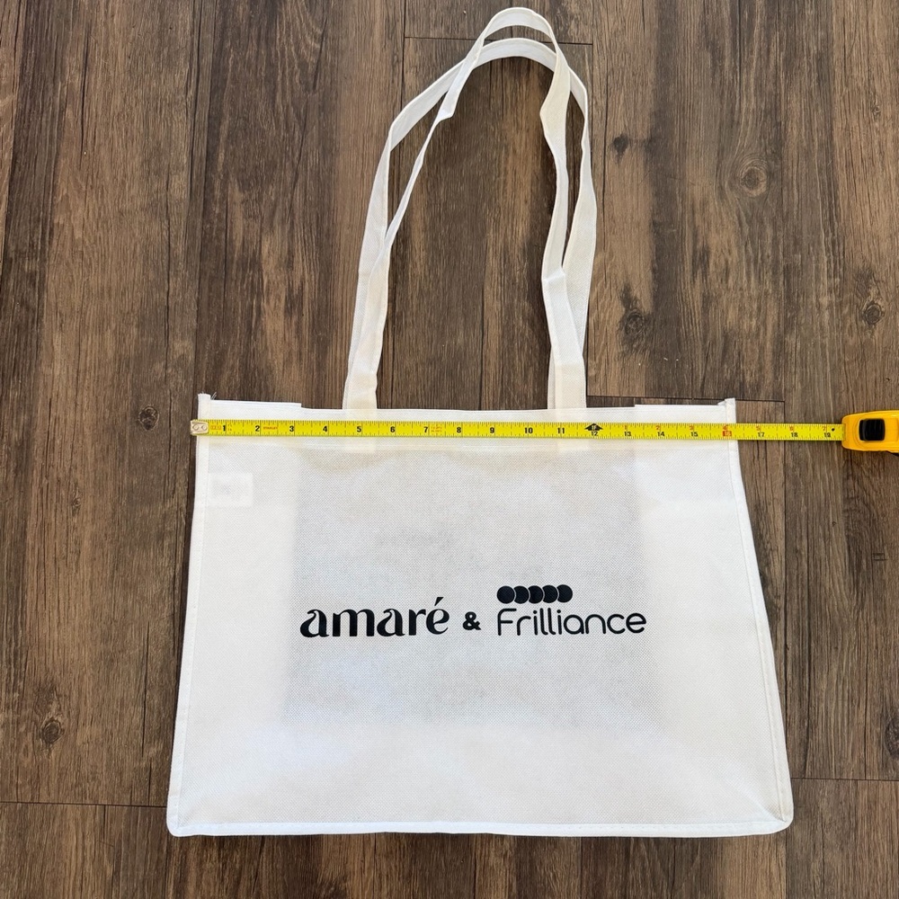 Amar & Frilliance White Logo Tote Shopping Bag Gift Reusable Fabric Bag — image 6 of 6